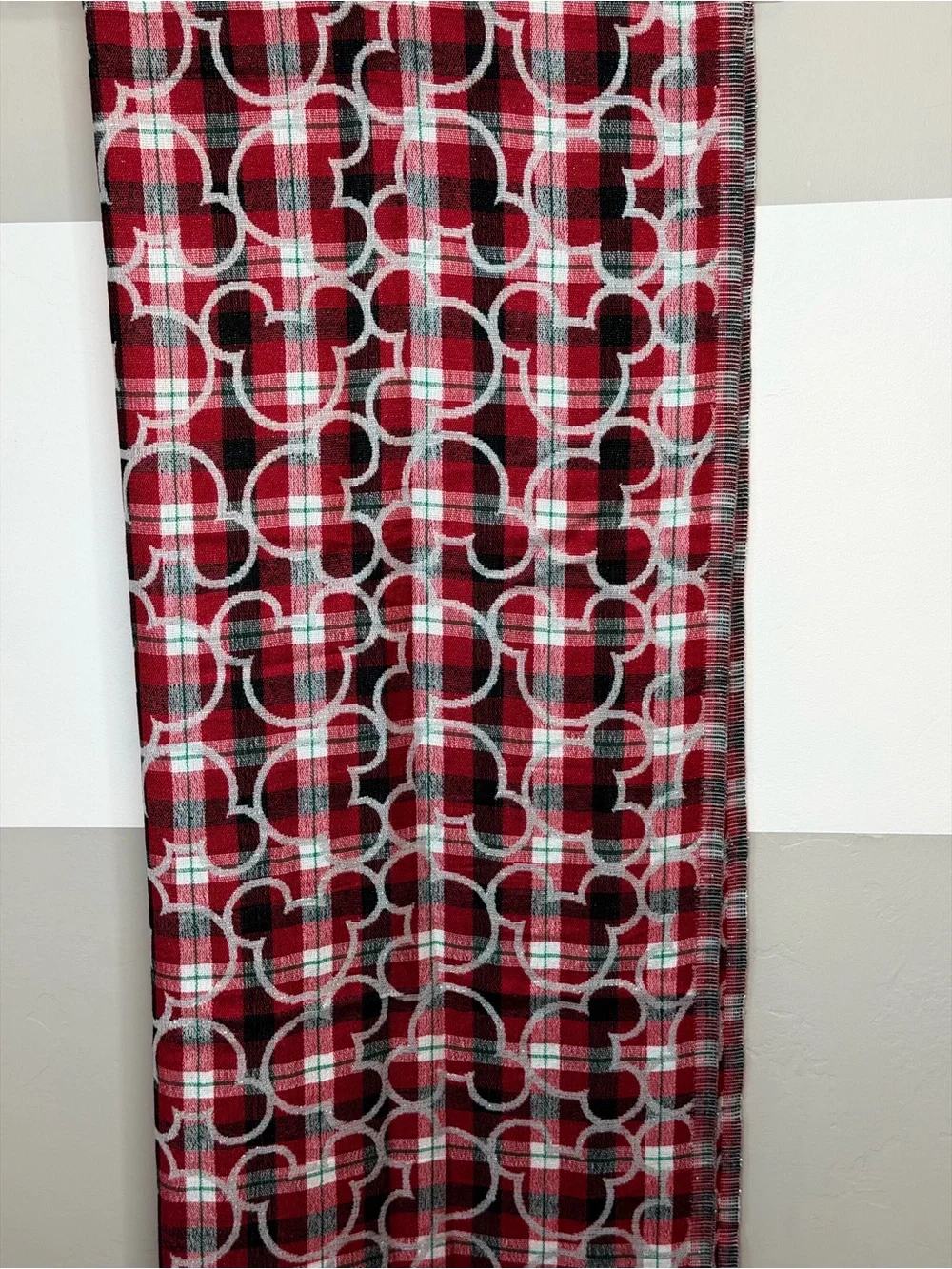 Disney Parks Red Plaid  with Mickey Grid Print scarf